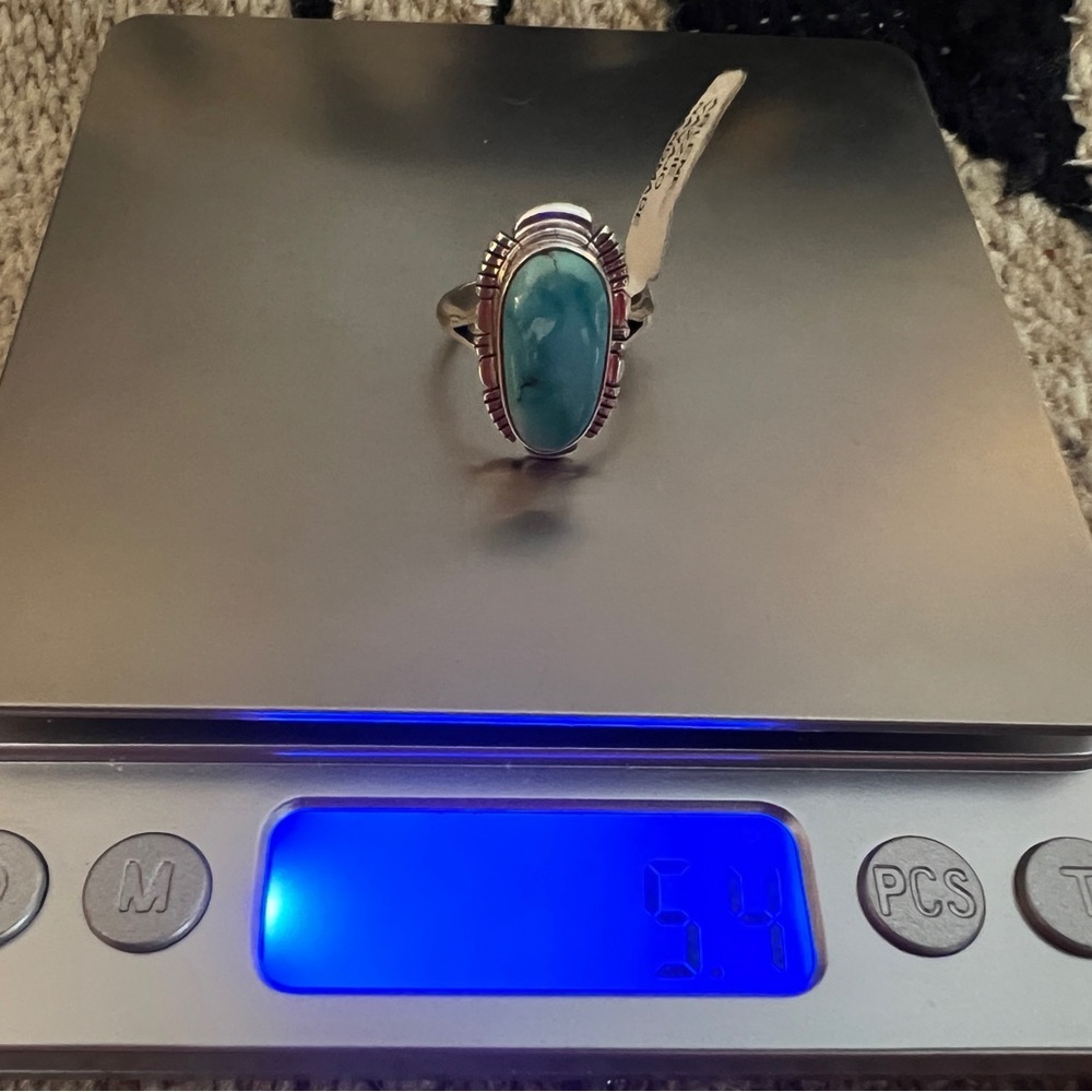 ❤️ Signed Native Arlene Yazzie Kingman Turquoise Sterling Navajo Size 6.75 Ring - Picture 12 of 17